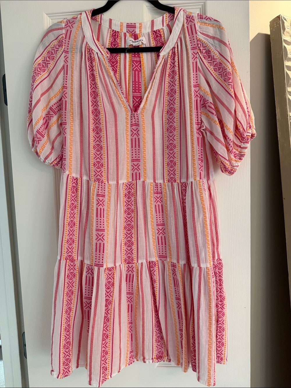 Velvet by Graham & Spencer Pink & Orange Striped Mini Dress